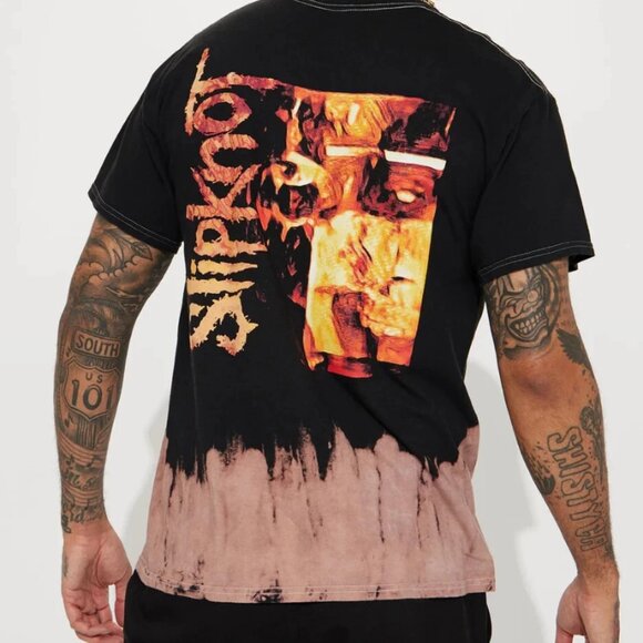 Licensed Slipknot Bleached Tie-Dye T-Shirt Size Large Short Sleeve Black NWT - Picture 4 of 4